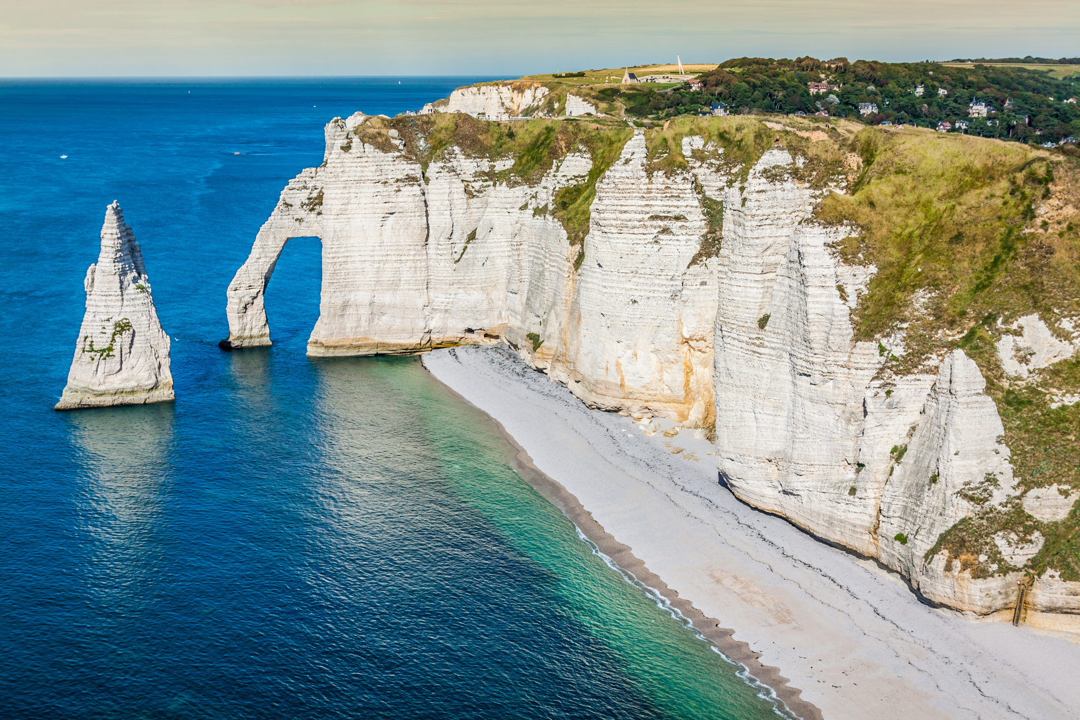 The famous cliffs at Etretat in Normandy