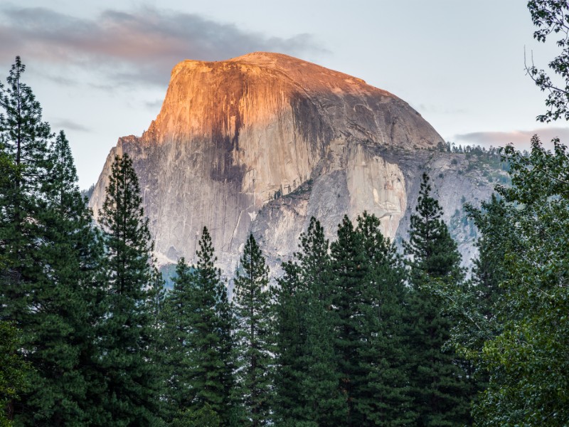 Half Dome at sunset in Yosemite National Park