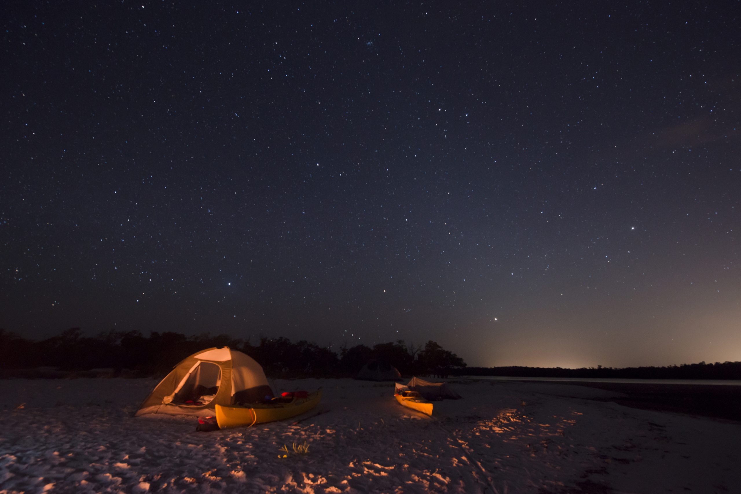 Campsite at Ten Thousand Islands National Wildlife Refuge, a permit-required backcountry campsite in Everglades National Park.