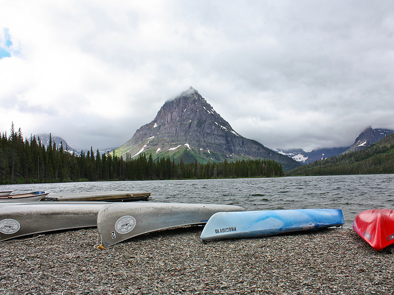 Canoes at Two Medicine Lake