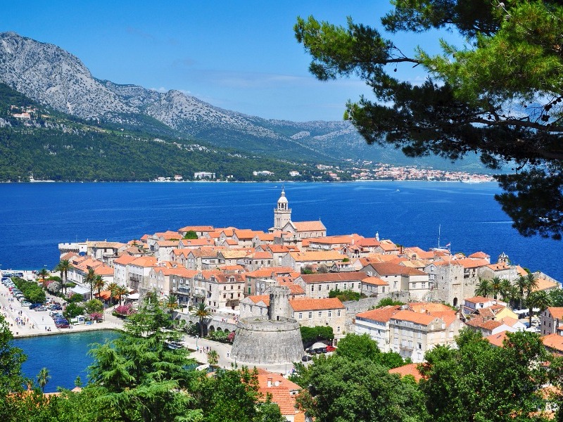 beautiful Korcula Island, the alleged birthplace of Marco Polo in Croatia