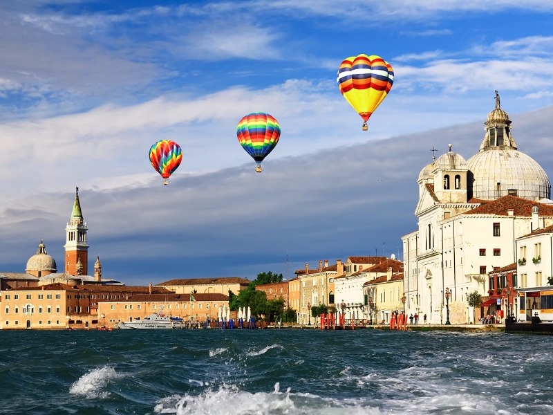 Hot air balloons in Venice, Italy