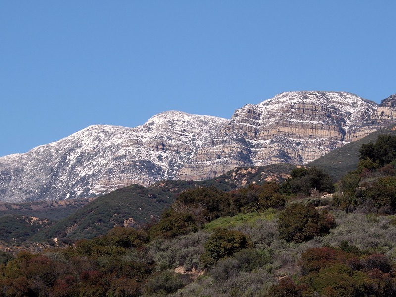 Topa Topa mountains with snow near Ojai