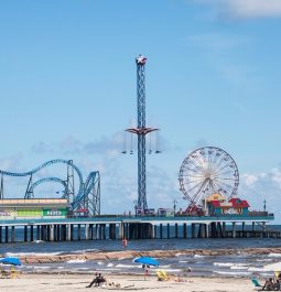 amusement park and pier by the beach