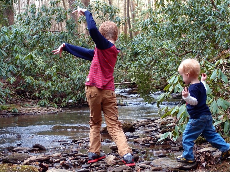 Children playing at Raven Cliff Falls