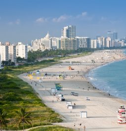 aerial view overlooking Miami Beach