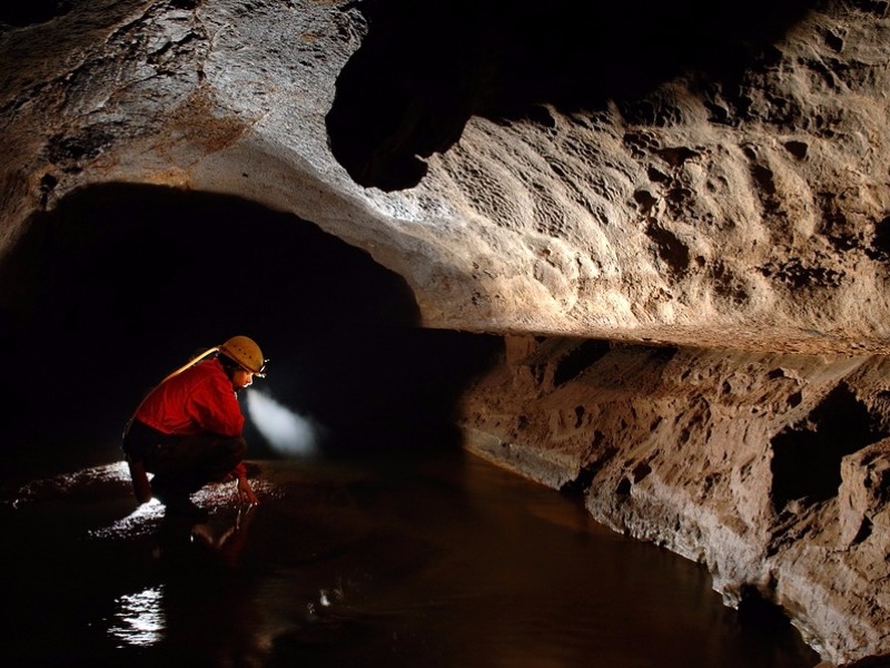 Spelunker exploring the underground