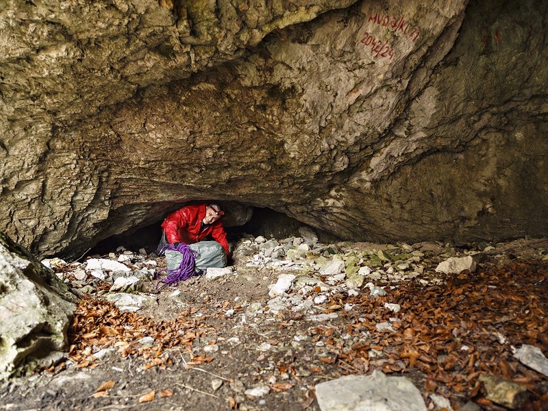 Entering a cave