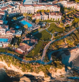 aerial view of pool and montage laguna beach