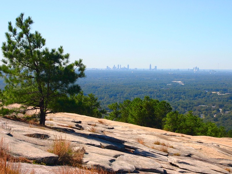 Summit of Stone Mountain with Atlanta skyline