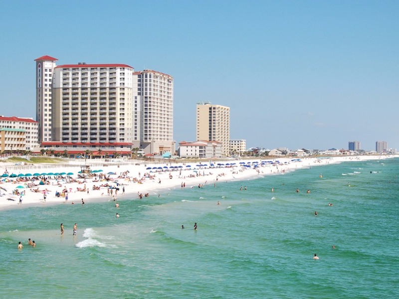 Looking down the coast on Pensacola Beach 