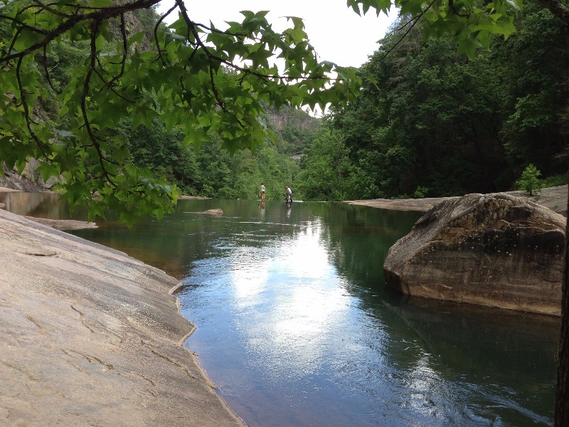 Playing in the water at Tallulah Gorge