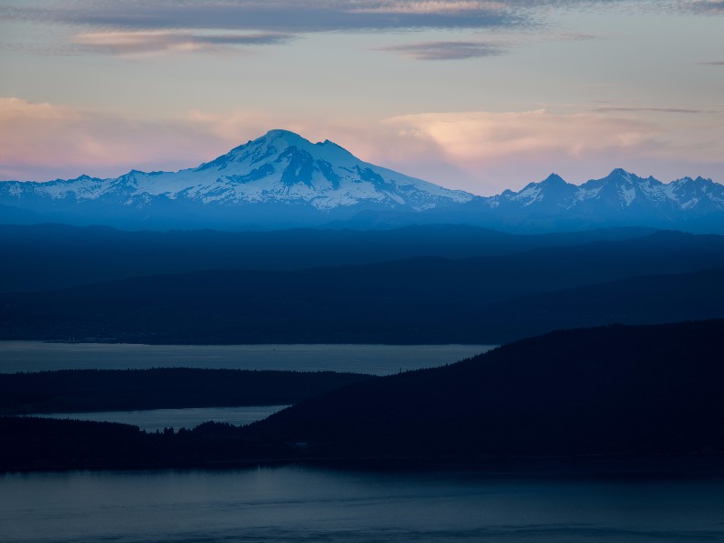 view of Mount Baker from Mount Constitution, Orcas Island