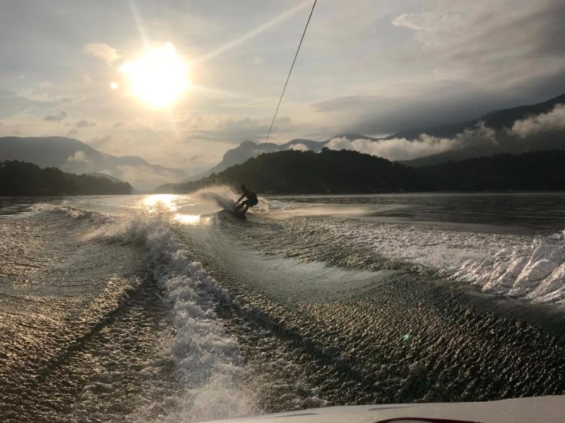 Find adventure by wakeboarding on the lake.