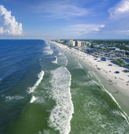 aerial view over New Smyrna Beach