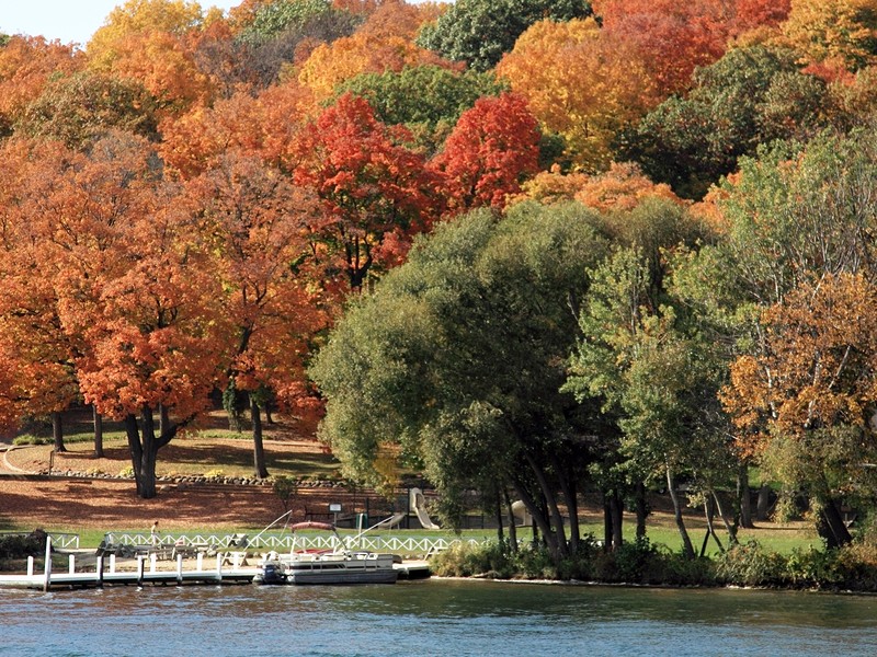 View of Lake Geneva in the fall Wisconsin