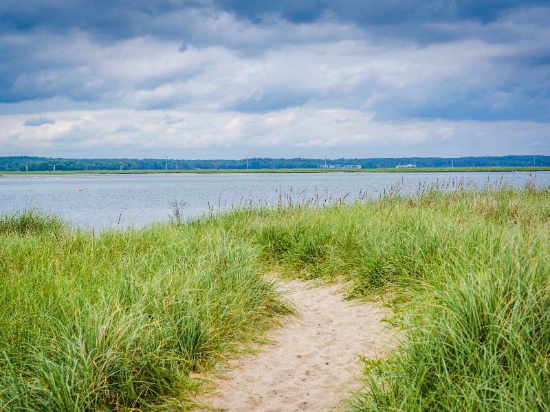 Sandy path to the sea at Hampton Beach, New Hampshire