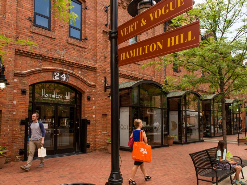 The shops in Brightleaf Square are located in two historic tobacco warehouses.