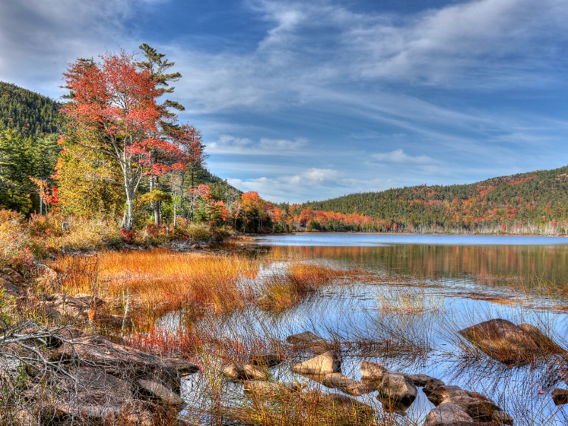 Beautiful Lake in Acadia National Park on a Clear Autumn Day