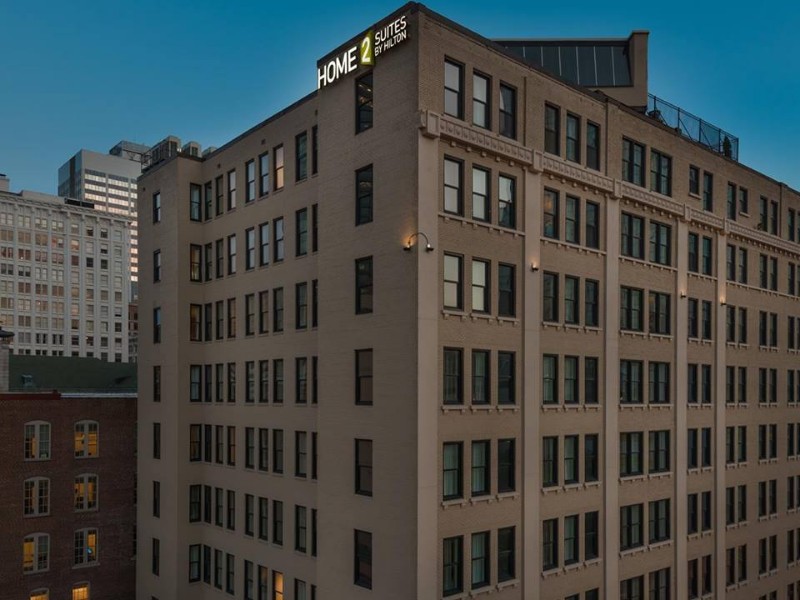 Home2 Suites is housed inside a historic office building from 1917.