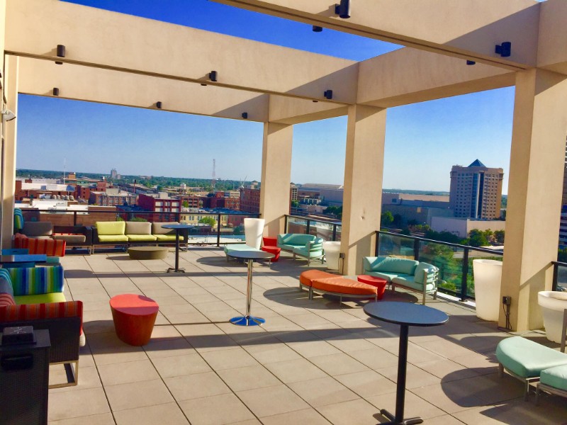 Outside lounge at Aloft Oklahoma City Downtown-Bricktown