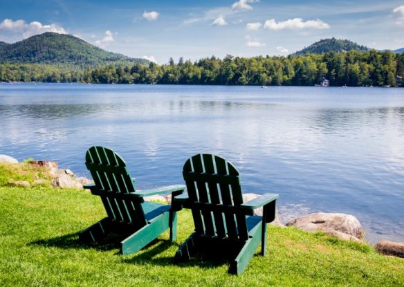 Chairs alongside Lake Placid New York