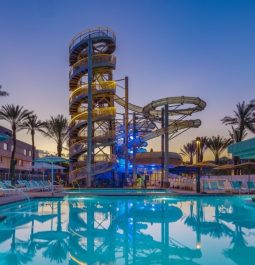 spiral water slides at a waterpark