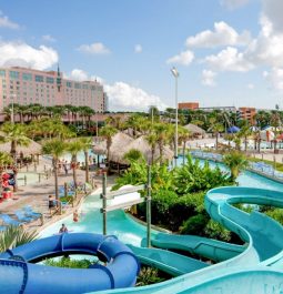 water slides at a resort's waterpark