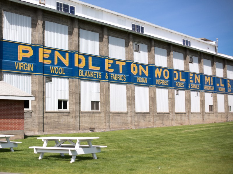 Side view on the Pendleton Woolen Mills factory and flagship store