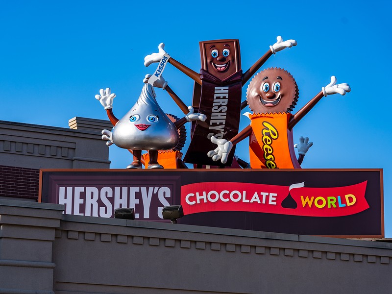 At Hershey's Chocolate World, you can take a chocolate-making tour and design your own candy bar.