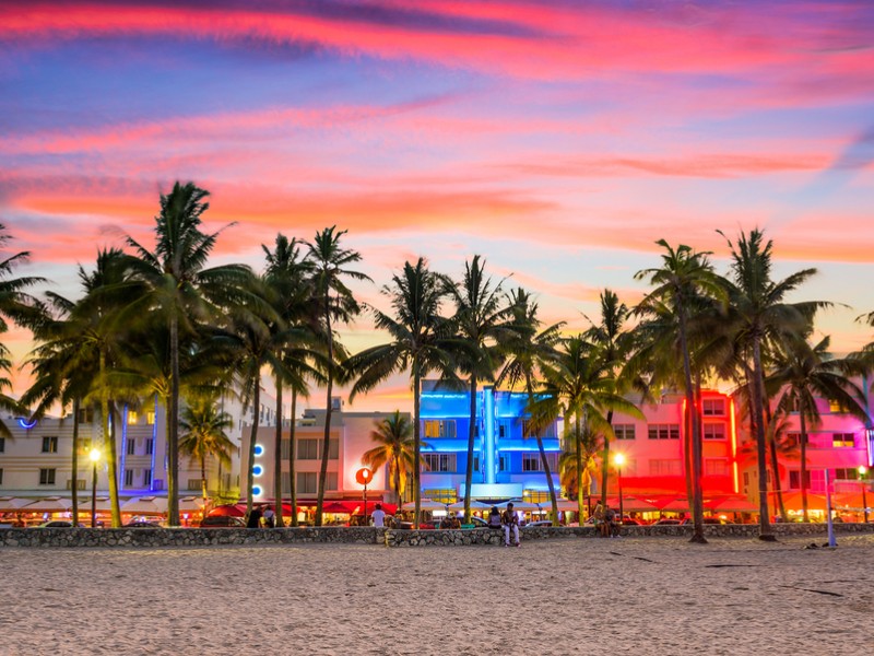 The South Beach district of Miami draws visitors from all over the world.