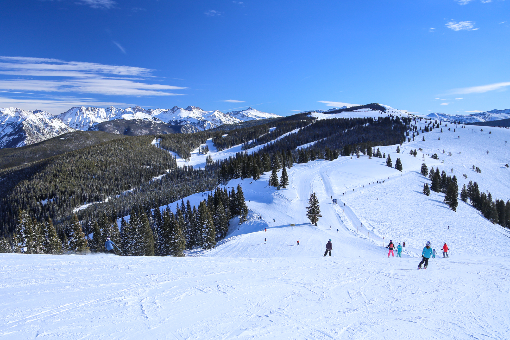 Skiers enjoying the slopes of Vail Mountain Resort