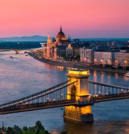 Panorama of Budapest, Hungary, with the Chain Bridge and the Parliament