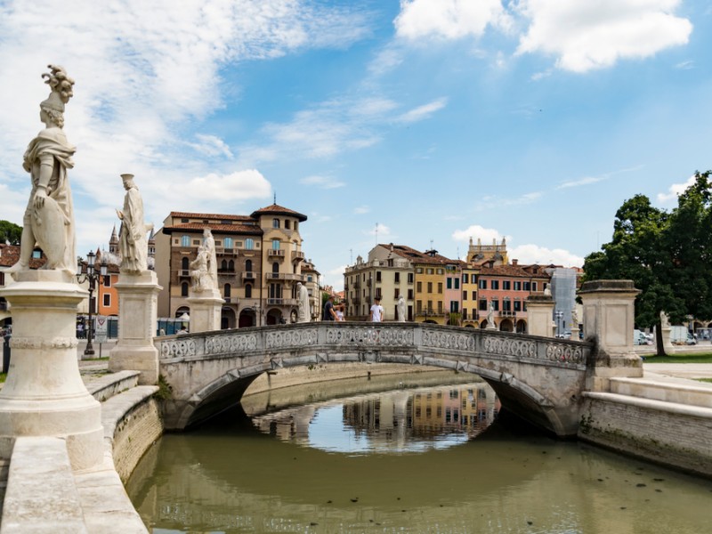 The oval canal arounf the fountain in Prato della Valle in Padua