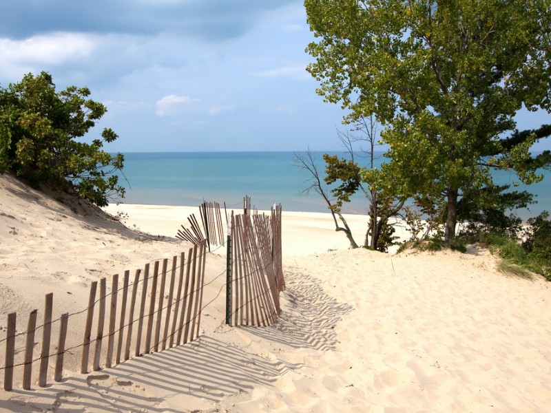 Indiana sand dunes on Lake Michigan's shoreline