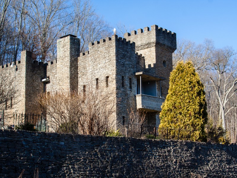 A castle in Loveland Ohio during winter