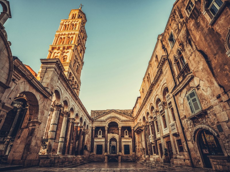 Diocletian's Palace built for Roman Emperor Diocletian in the historic center of Split, Croatia in the 4th century