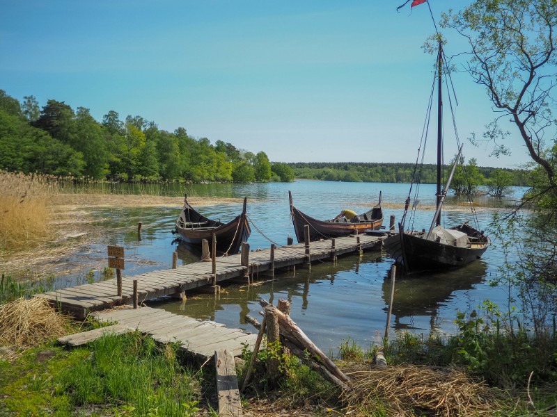 Viking boats at Birka, Sweden