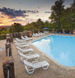 pool with lounge chairs around at fairfield bay