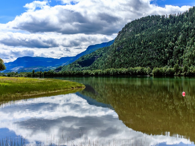 Mountain and Lake Mjosa, Norway