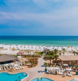 outdoor beach area at Hilton Pensacola Beach