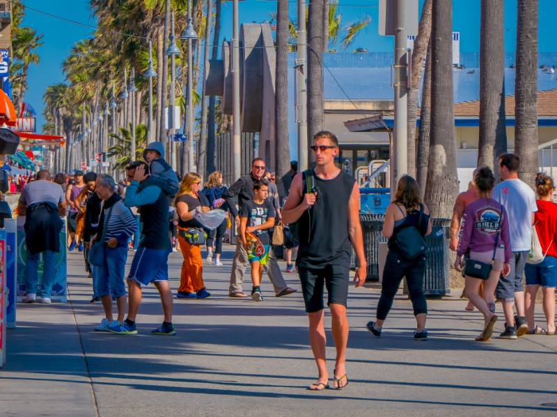 walking through Venice Beach in Los Angeles, California