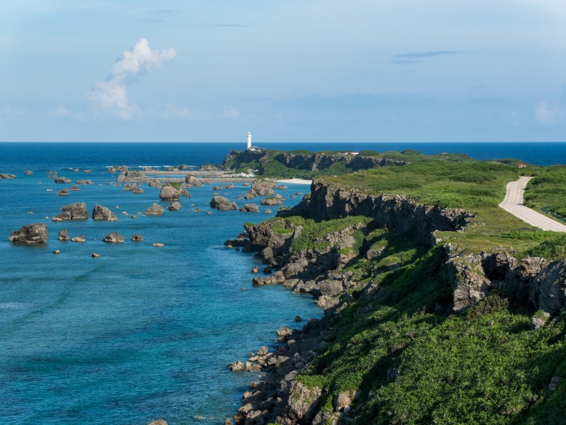 Cape of Higashi Henna Zaki of Miyako Island in Okinawa, Japan.