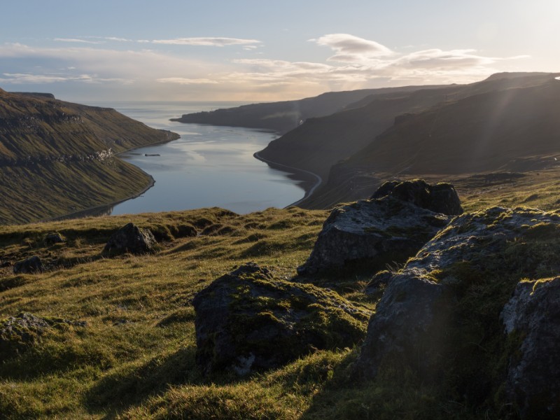 Fjord north of Thorshavn, Faroe Islands in autumn