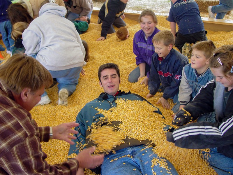 Covered in corn at the Godfrey Corn Festival