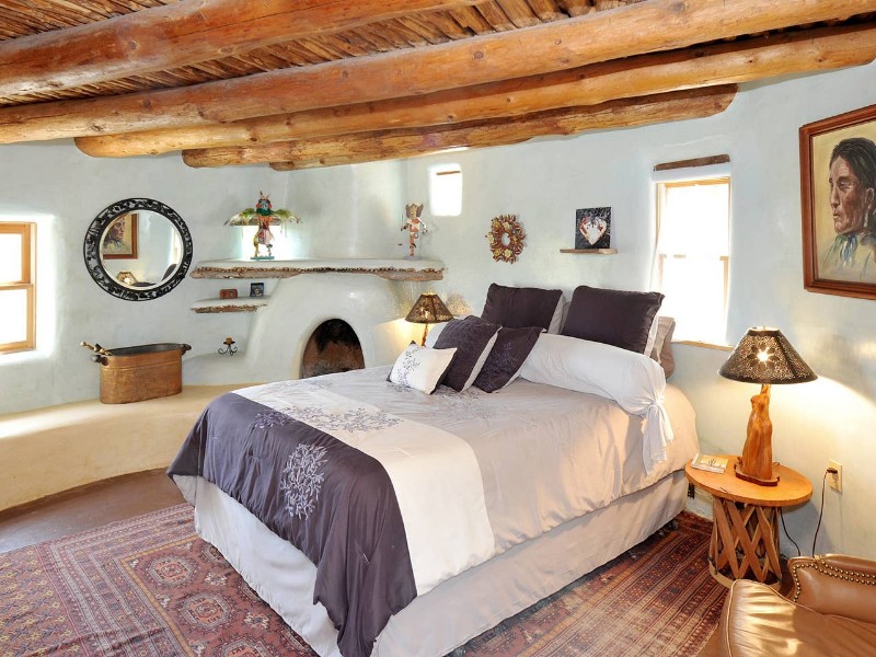 Bedroom inside Santa Fe Style Casita 