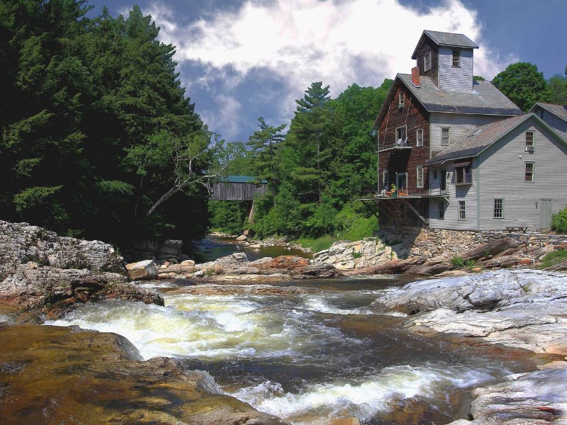 Kingsley Grist Mill, Covered Bridge and Waterfall, Clarendon Vermont Airbnb