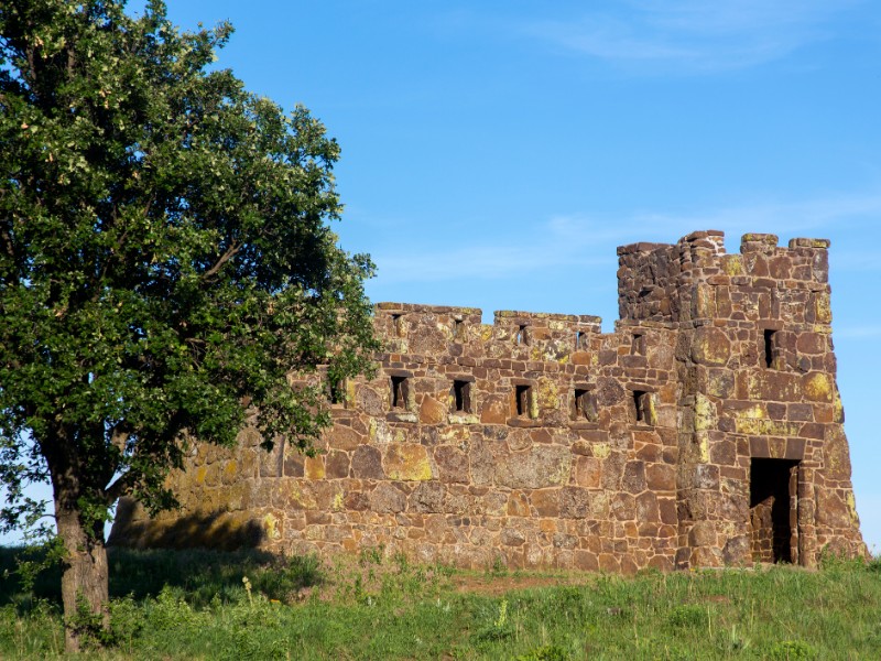 Stone castle at Coronado Heights Park near Lindsborg, Kansas