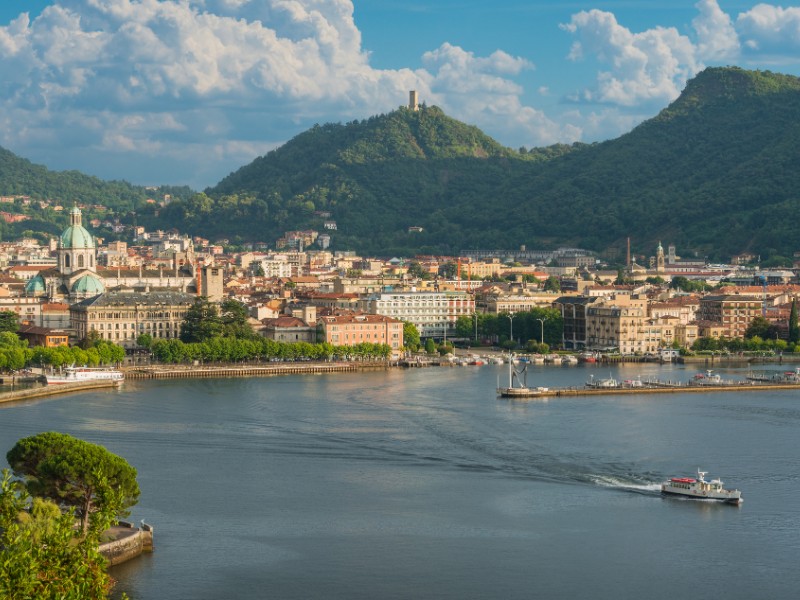 Panoramic view of Como city on Lake Como, Italy