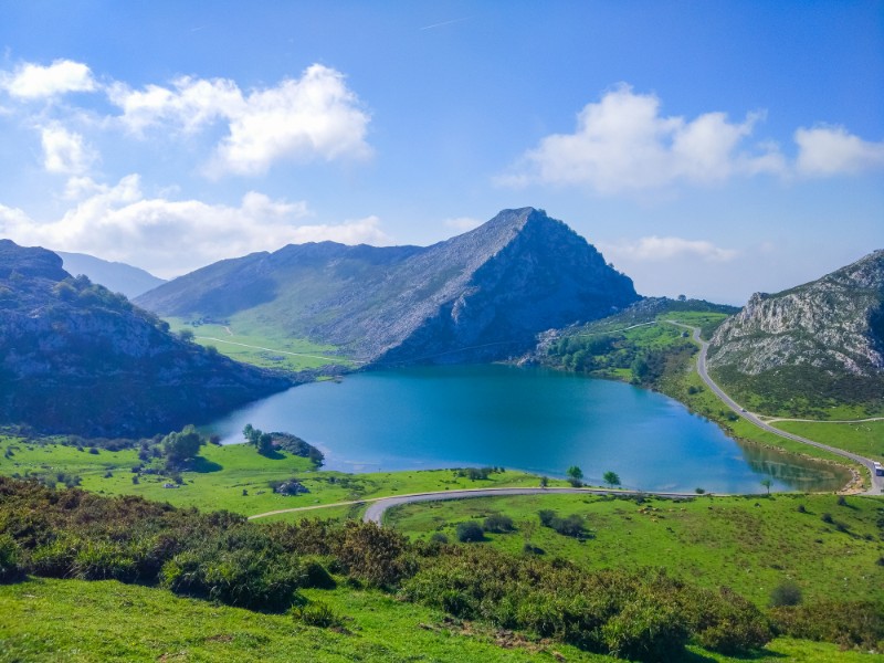 Enol Lake in Covadonga Lakes, Asturias, Spain